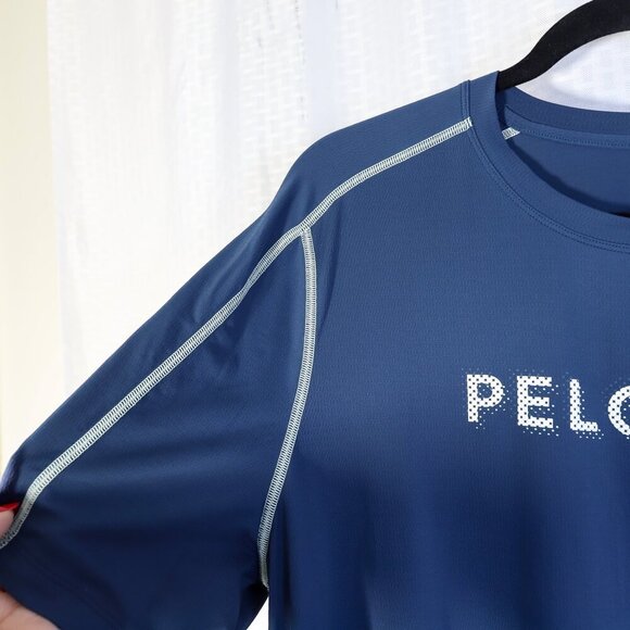 Peloton size L blue logo front short sleeve performance t-shirt - Picture 4 of 7